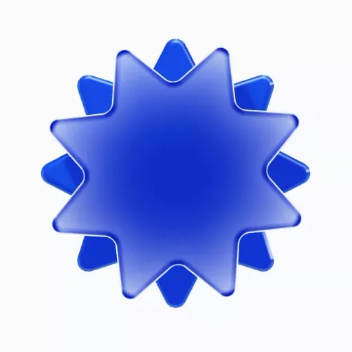 3D rendering of a blue star with multiple points on a white background